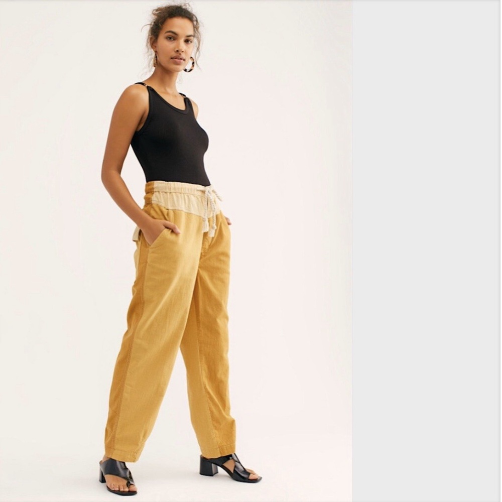 Free People Mixed Up Utility Pants Color Block Women's Tan Pants